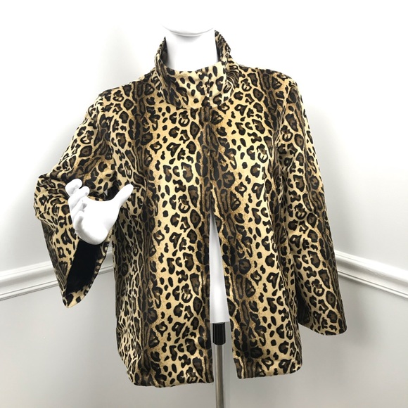 Jaclyn Smith Leopard Print Funnel Neck Overcoat Jacket. - Picture 1 of 8
